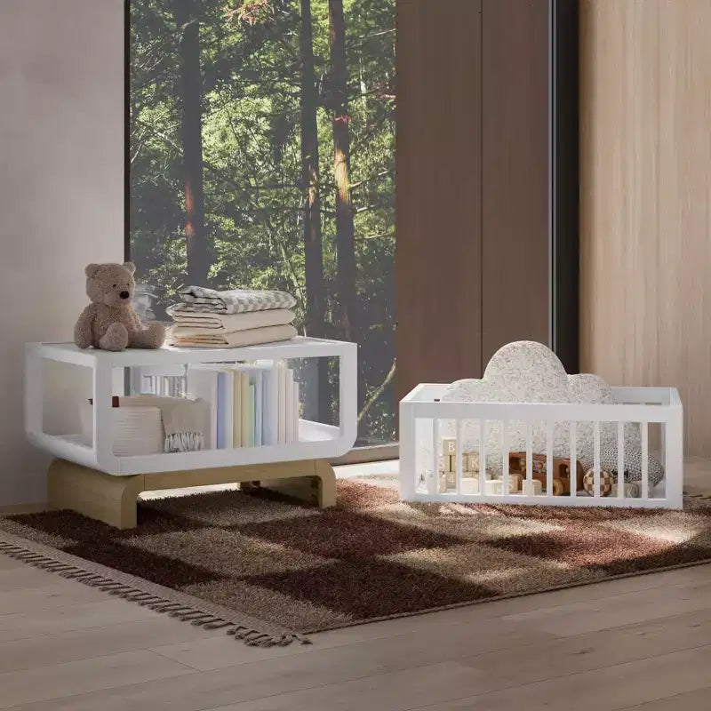 Berceau et coffre à jouets convertibles