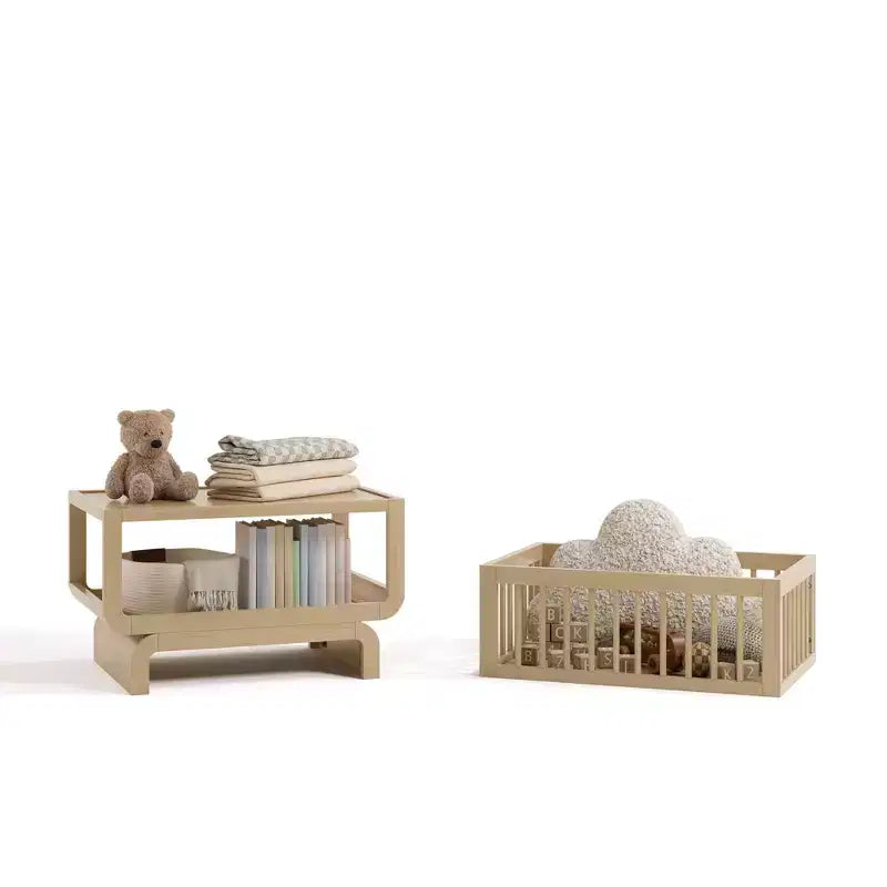 Berceau et coffre à jouets convertibles