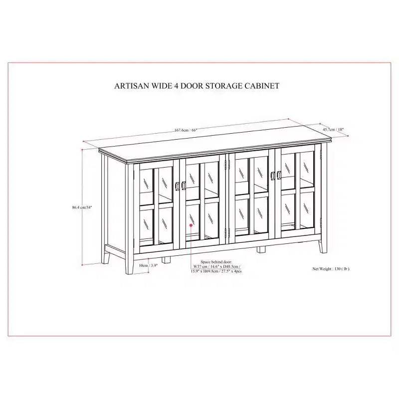 Armoire de rangement large à 4 portes